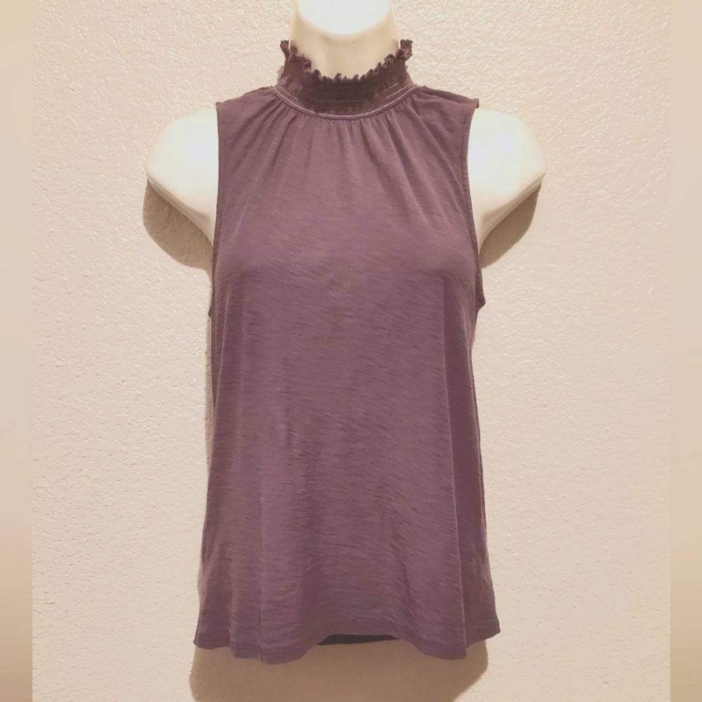 💚5/$25 Nation LTD Mauve Sleeveless Smocked Mock Neck Stretch Knit Top